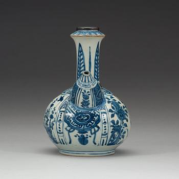 A blue and white kendi, Ming dynasty, Wanli (1572-1620).