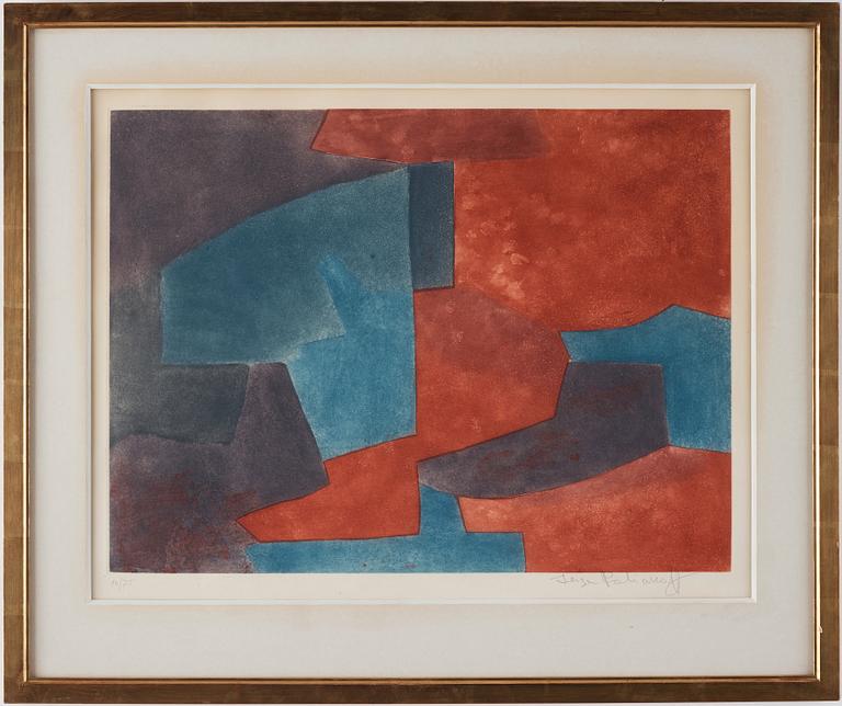 Serge Poliakoff, "Composition grise, bleue et rouge".