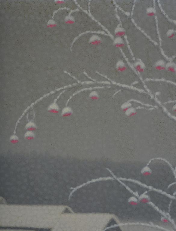 Bror Lindh, Rowan berries in a winter landscape.