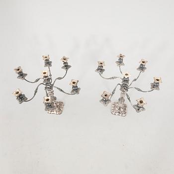 Candelabras, a pair, nickel silver, likely England circa 1900.