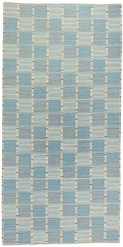 A CARPET, "Falurutan, Duhs II", flat weave, 470 x 231 cm, signed AB MMF BN.