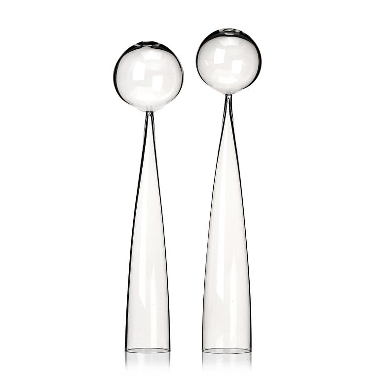 John Selbing, two glass sculptures "Klot över kon", Orrefors, Sweden 1954.