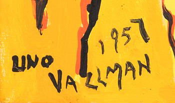 Uno Vallman, olja på pannå, signerad och daterad 1957.