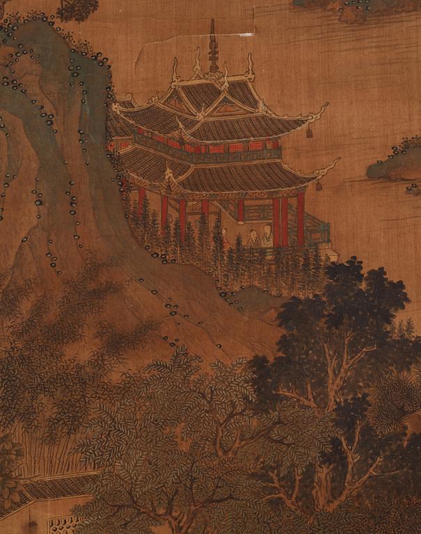 Wen Zhengming After, A mountain landscape with pagodas.