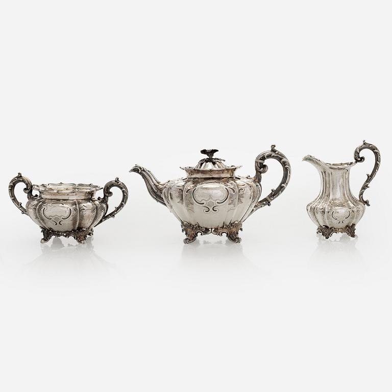 Edward, Edward junior, John & William Barnard, a 3-piece sterling silver tea service, London 1837.