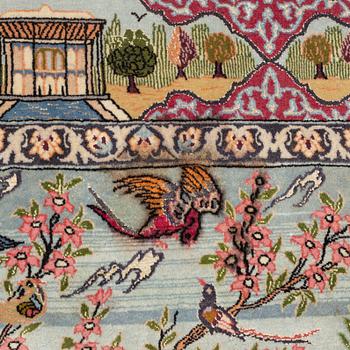 A figural Isfahan part silk rug, old, c. 167 x 113 cm.