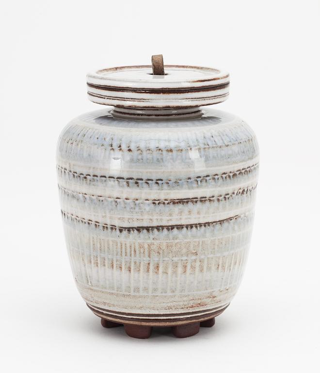 A Wilhelm Kåge 'Farsta' stoneware lidded urn, Gustavsberg studio 1959.