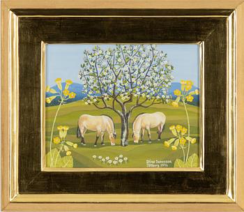 Stina Sunesson, "Hästar under blommande träd".