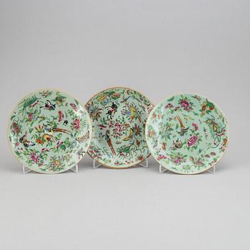 Nine famille rose canton dishes, Qing dynasty, late 19/early 20th century.