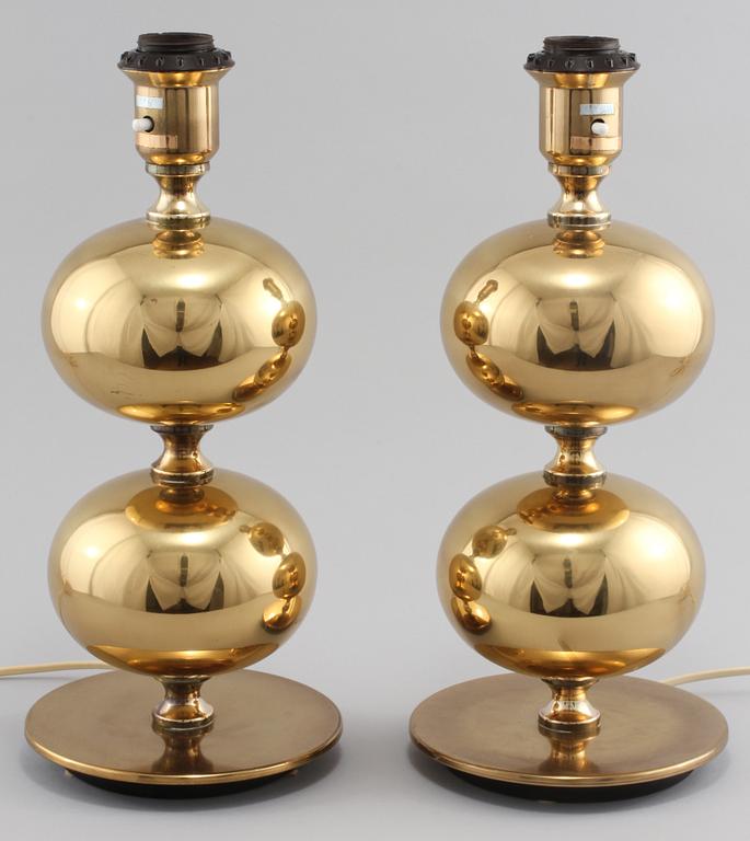 BORDSLAMPOR, ett par, AB Stilarmatur, Tranås, 1900-talets andra hälft.