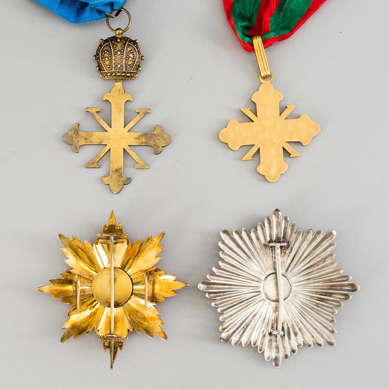 THE SACRED MILITARY CONSTANTINIAN ORDER OF SAINT GEORGE, 4 stycken ordnar, 1900-tal.