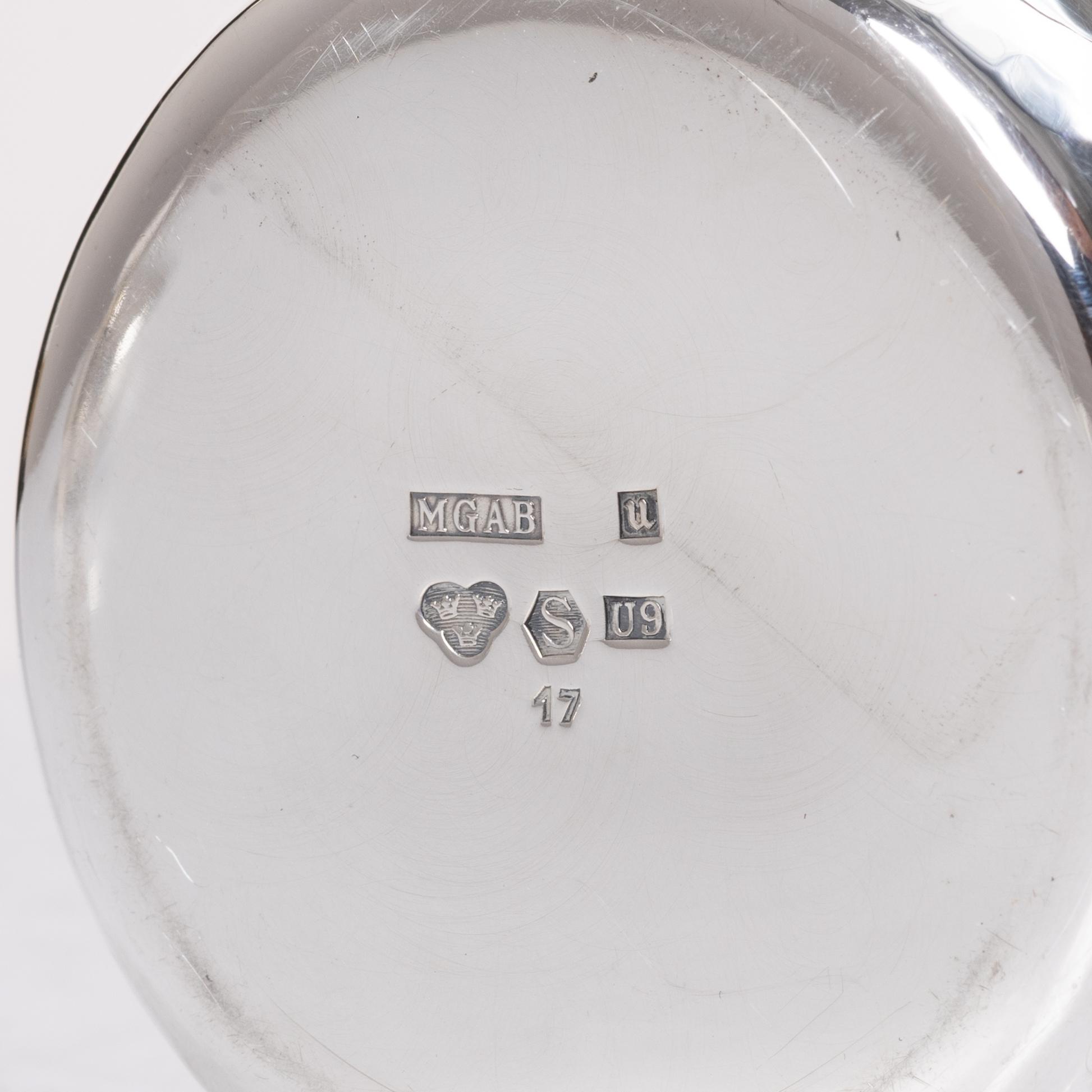 Markströms Guldsmeds Ab, A Swedish silver cream jug, sugar bowl and tray, Uppsala 1970.