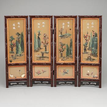 A four fold table screen, China, 20th Century.