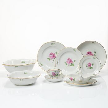 Meissen, A 55 piece "Meissen Rose" (Rote rose/Meissener rose) porcelain dinner service, 20th century.