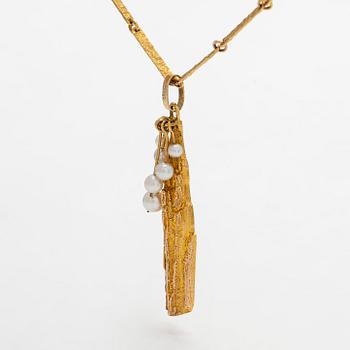Björn Weckström, collier, "Guldträdet", 14K guld och odlade pärlor. Lapponia 1973.