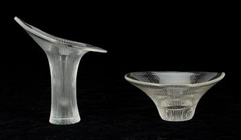 KONSTGLAS, 2 st. Tapio Wirkkala, Iittala, 1950-tal.