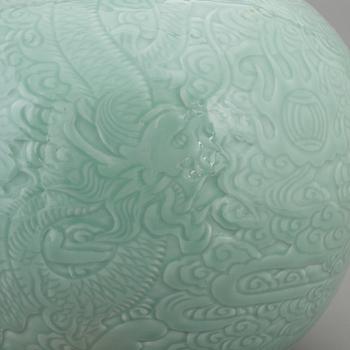 A large Chinese celadon glazed vase, second half of the 20th century.