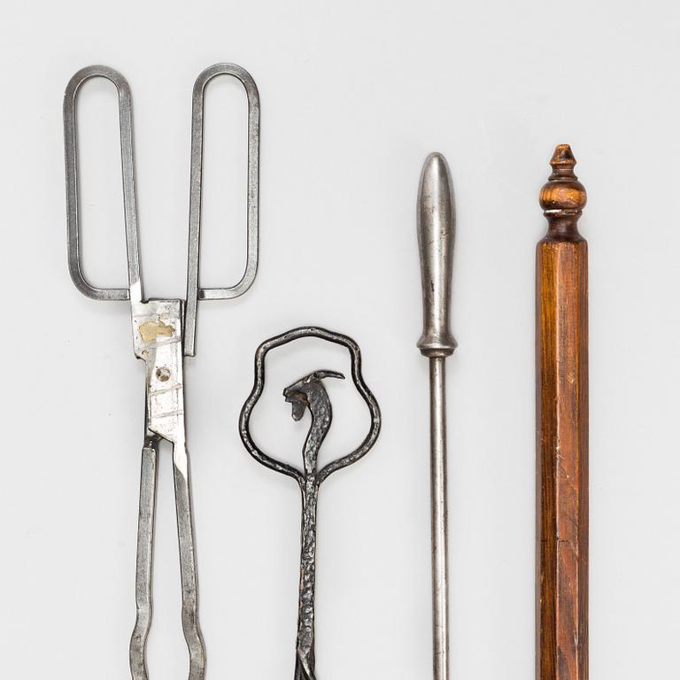 FIRE UTENSILS, 7 parts, 19th / 20th century.