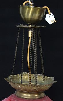 MÅNSKENSAMPEL, glas och gulmetall, 1900-tal. H 60.
