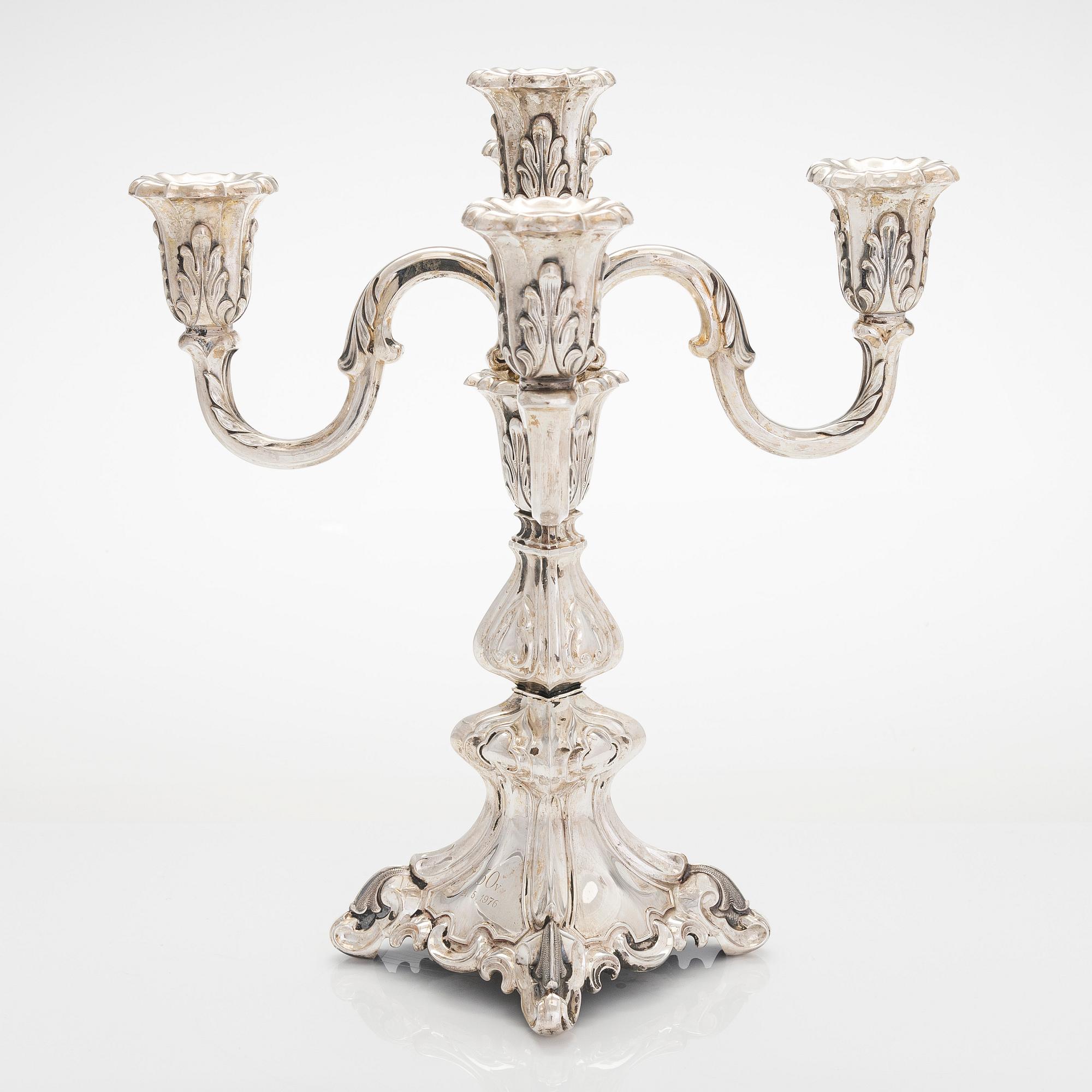 Kandelaber, silver, Auran Kultaseppä Oy, Åbo 1975-76.