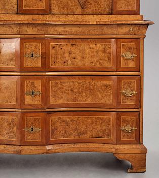A Swedish Fredrik I burr-alder cabinet, first part of the 18th century.