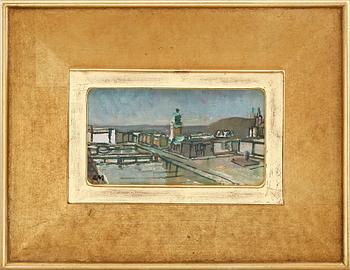 OKÄND KONSTNÄR, 4 st, akvarell och olja på duk, 1900-tal.