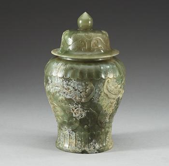 A carved nephrite vase, China.