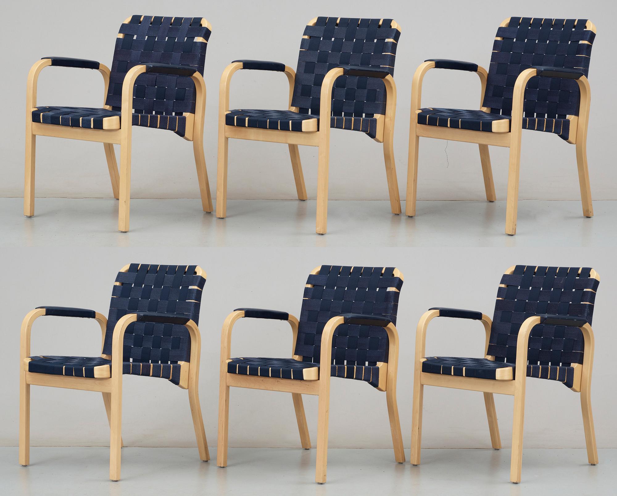 KARMSTOLAR, 6 st, "nr 45",  Alvar Aalto, 1900-talets andra hälft.