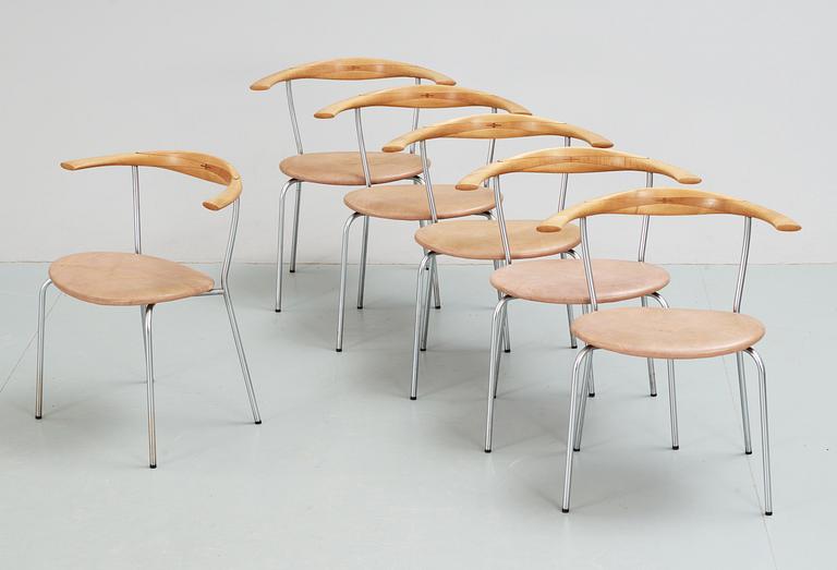 HANS J WEGNER, stolar, 6 st, Johannes Hansen, Danmark 1950-tal, modell 701.