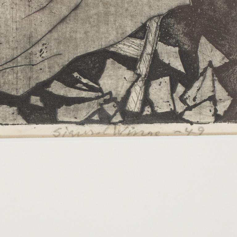 SIGURD WINGE, etching, dated -49 och numrerad 3/8.