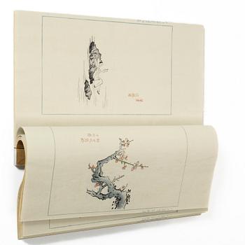 十竹齋書畫譜 四開 木版畫 A complete collection of Ten-Bamboo Studio decorative letter papers, Rongbaozhai in Beijing in 1952.