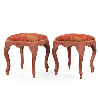 557. A pair of Swedish Rococo 18th century stools.