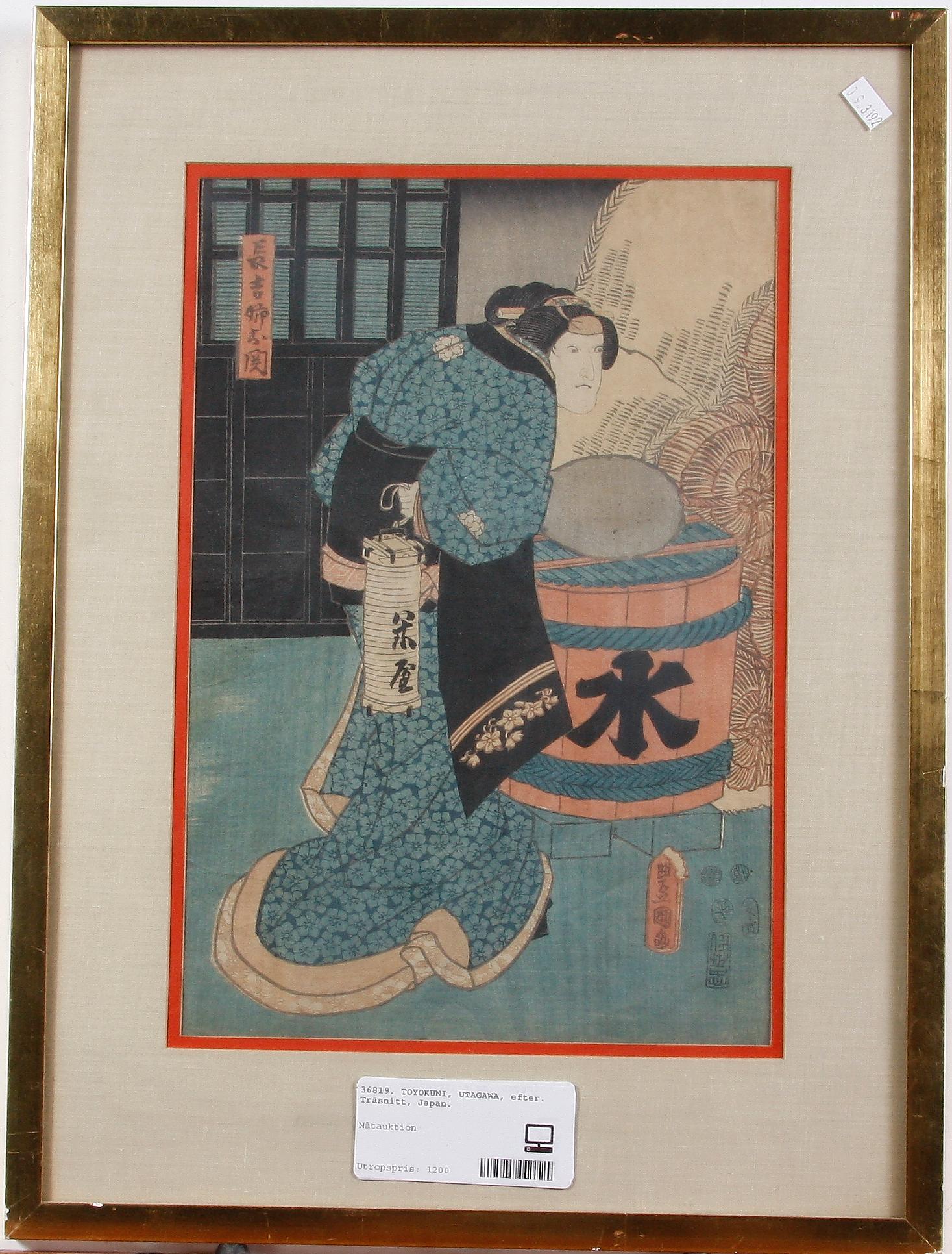 TOYOKUNI, UTAGAWA, hans efterföljare. Träsnitt, Japan.