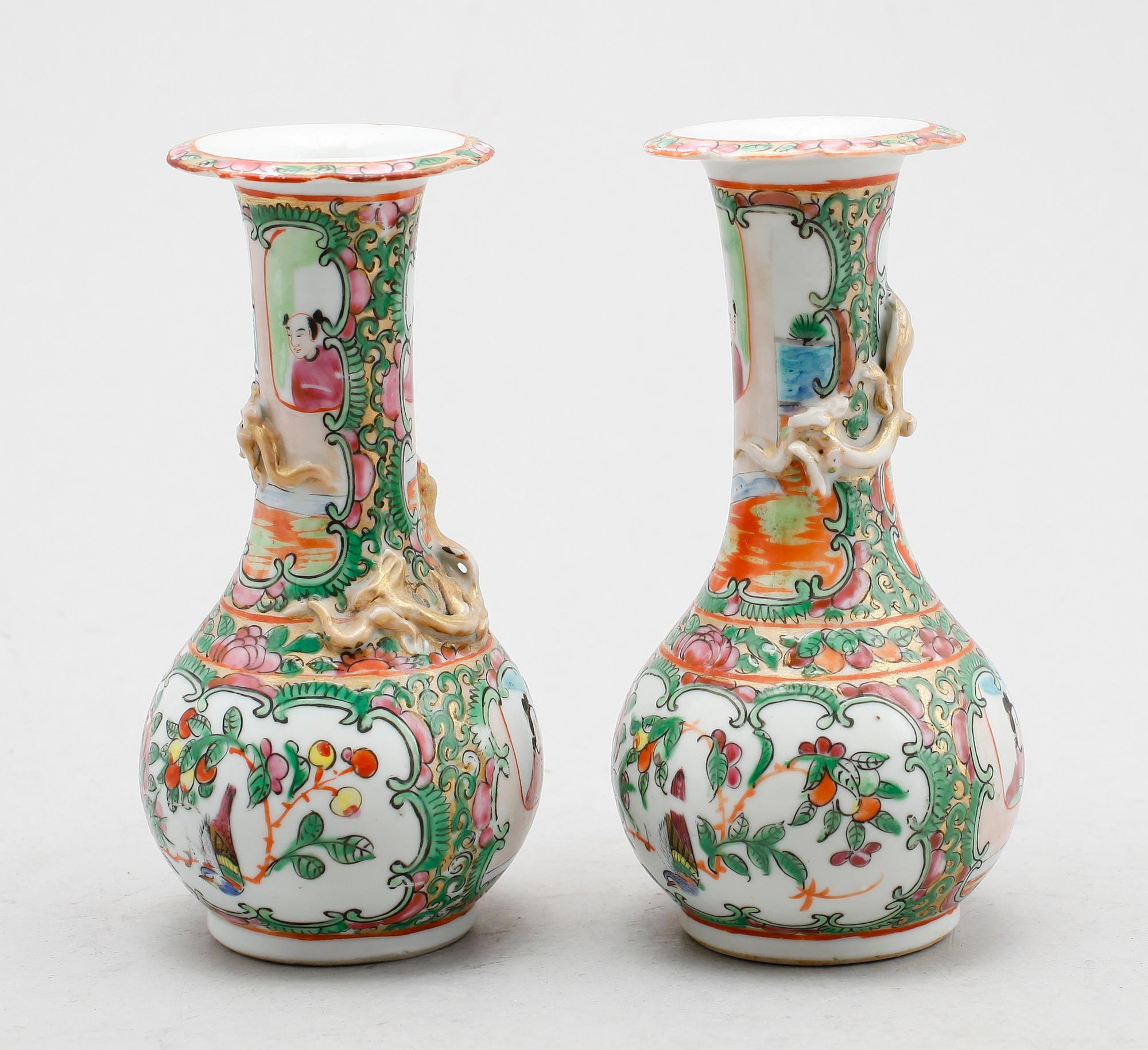 VASER, 1 par, porslin, Kina, Kanton, 1800-tal.