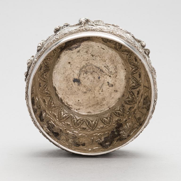 A repoussé silver bowl, first half of the 20th century, marked in Helsinki by Tillander.