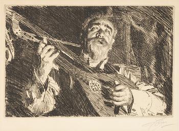 Anders Zorn, etsning, 1918, signerad i blyerts.