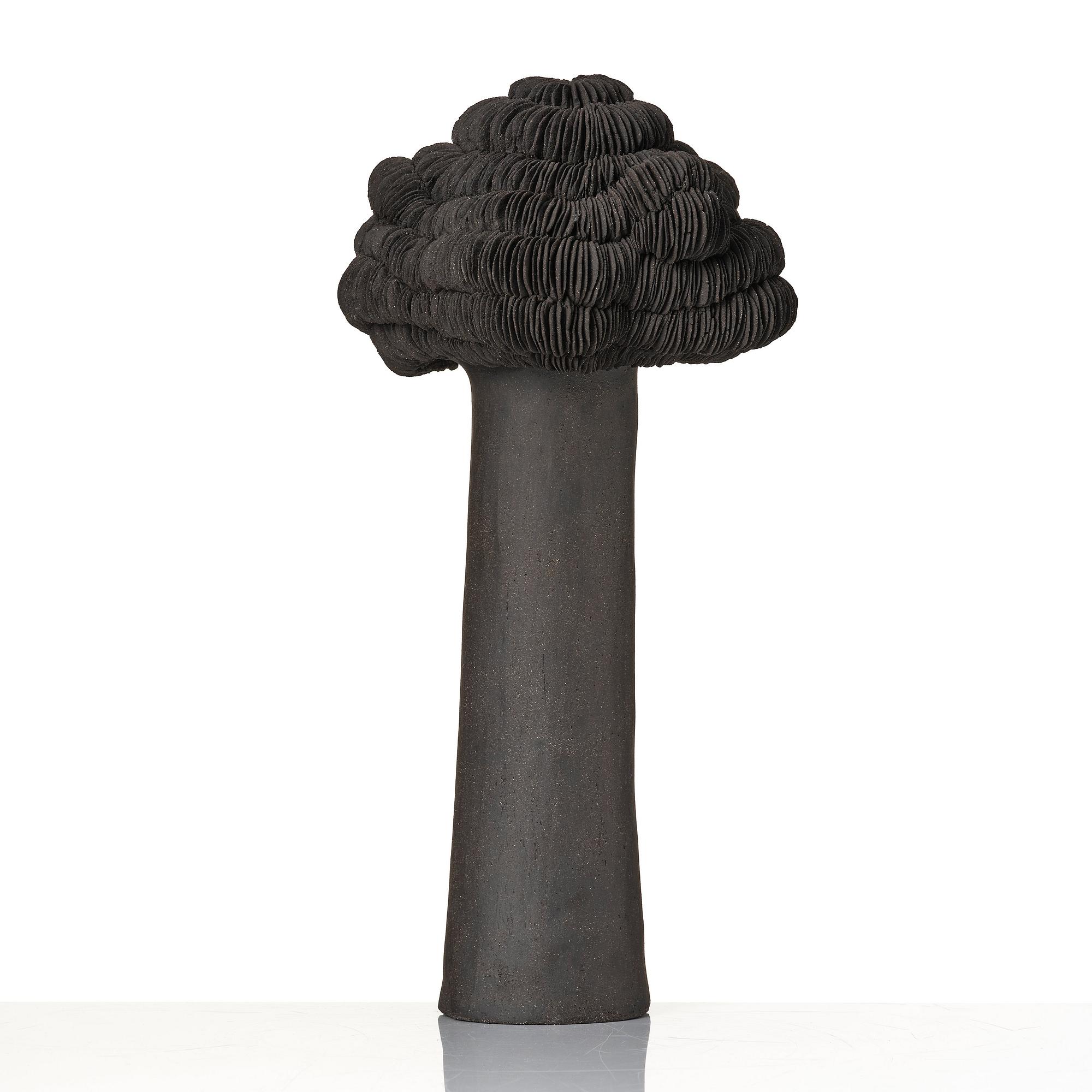 Carl Richard Söderström, a black stoneware sculpture 'Young Tree', his own workshop, Stockholm 2013.
