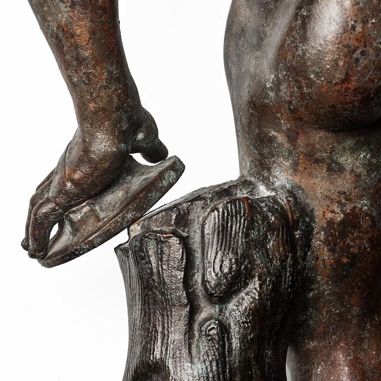 SCULPTURE, probably Italy 18th Century. Satyr with cymbals.