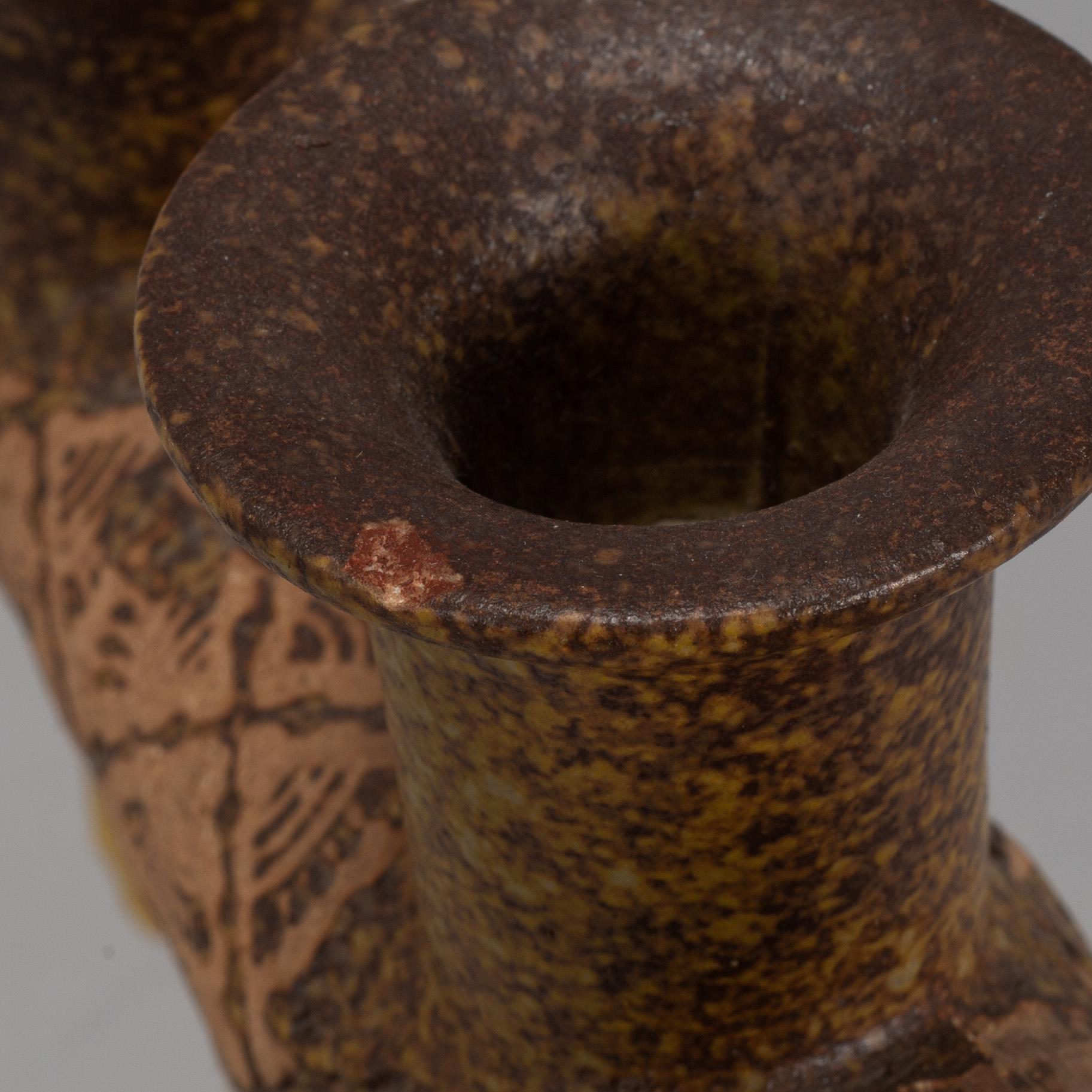 LISA LARSON, a stoneware candelabra and a figurine. Gustavsberg.