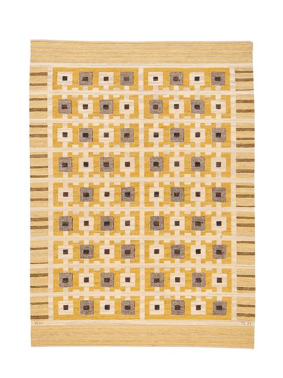 Berit Koenig, A carpet, "Tjuven i Bagdad, gul", flat weave, ca 238,5 x 177 cm, signed SH BK.