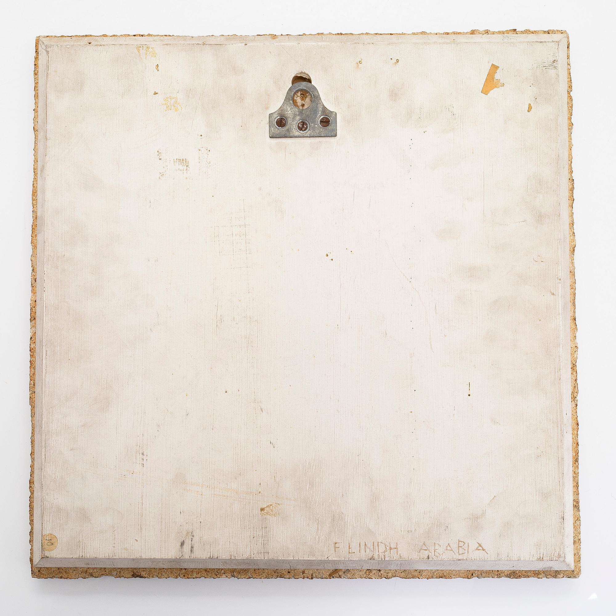 Francesca Mascitti-Lindh, reliefi, "Fiori" kivitavaraa, signeerattu F. Lindh, Arabia.