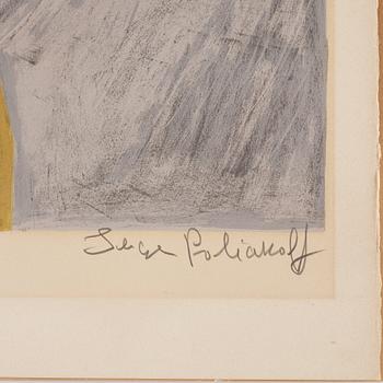 Serge Poliakoff, "Composition carmin, jaune, grise et bleue".