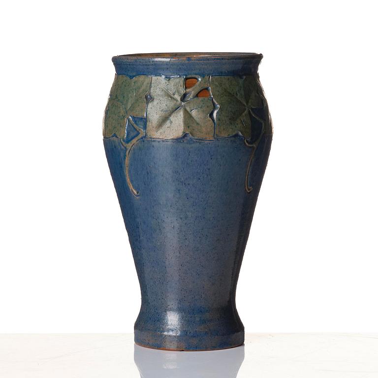 Hilma Persson-Hjelm, a glazed earthenware art nouveau vase, executed in her own studio, Arvika, 1921. No 8415.
