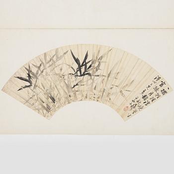 Oidentifierad konstnär, s.k. "Solfjädersmålning", Bambu, Kina, 1900-tal.