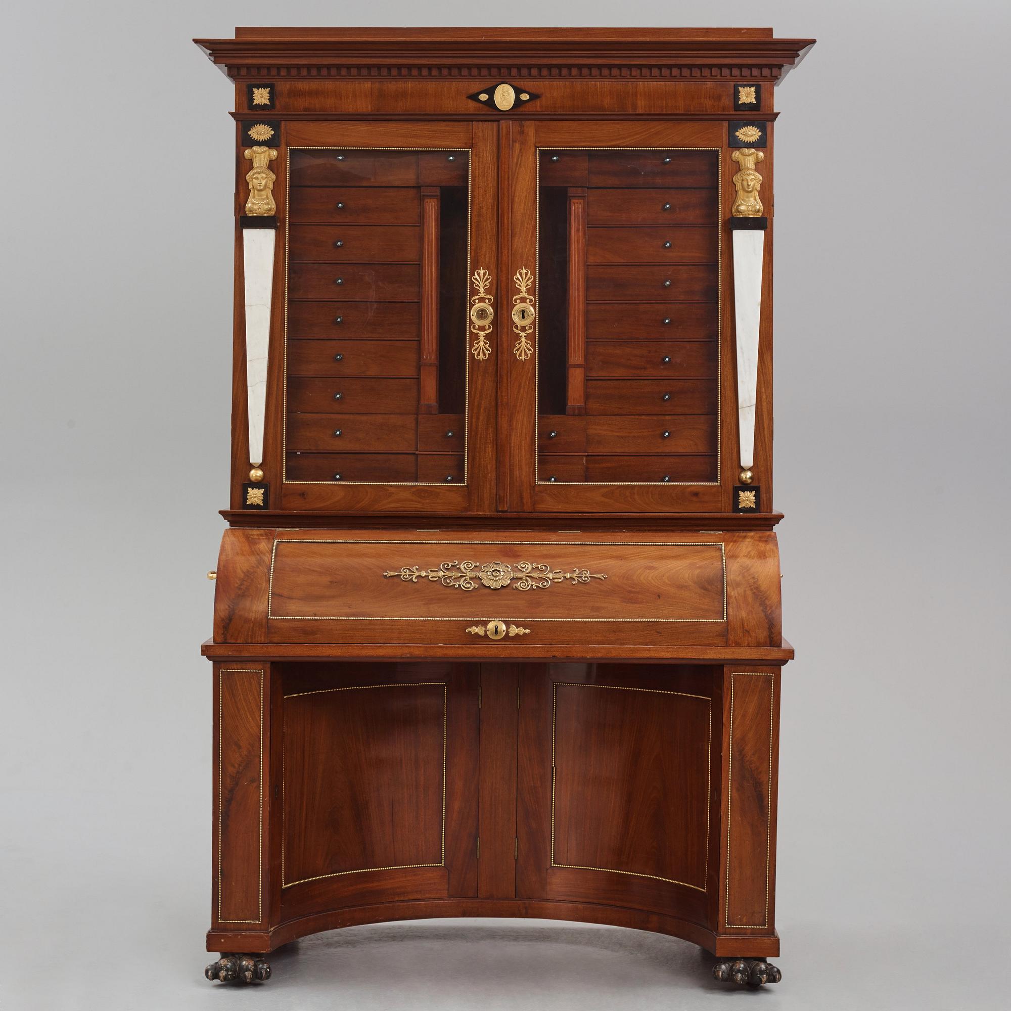 Writing cabinet,  by Johan Söderberg (instrument maker under the carpenter's guild in Stockholm 1803-1820) Empire,