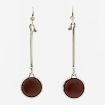 A pair of silver earrings with jasper, likely Torun Bülow-Hübe.
