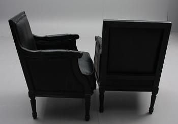FÅTÖLJER, ett par, gustaviansk stil, 1900-tal.
