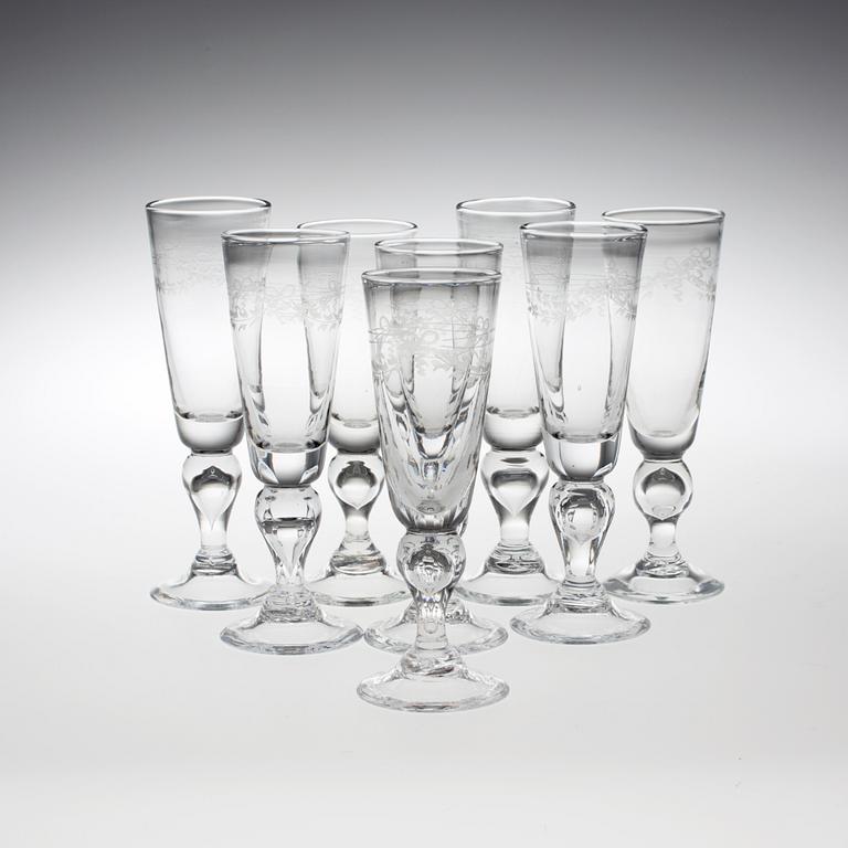 CHAMPAGNEGLAS, 8 stycken, "Antik", Reijmyre.