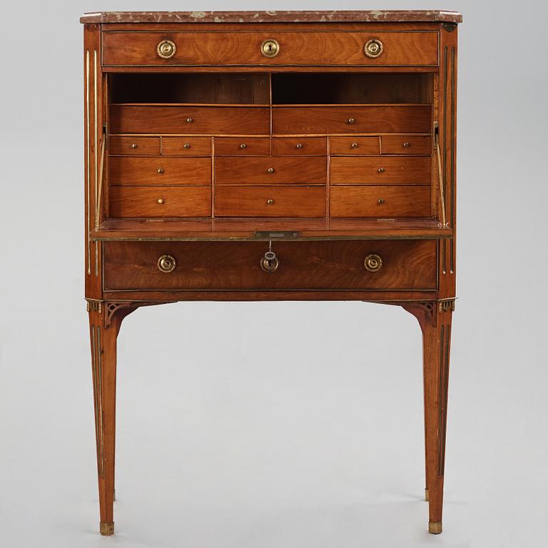 A mahogany-veneered late Gustavian secretaire by A. Scherling (master 1771-1809).