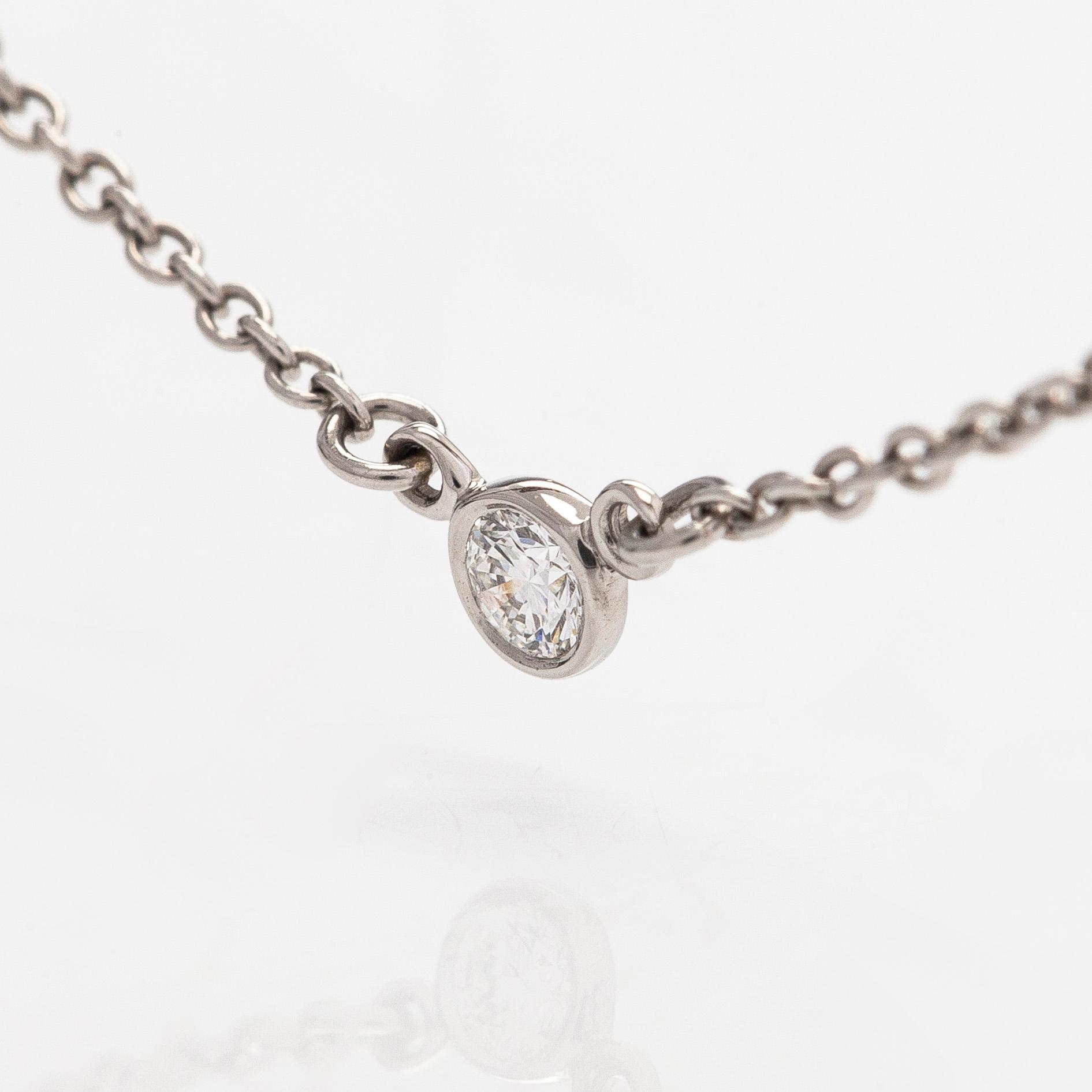 Tiffany & Co, Elsa Peretti, a platinum necklace, "Diamonds by the Yard",with a diamond approx. 0.05 ct.